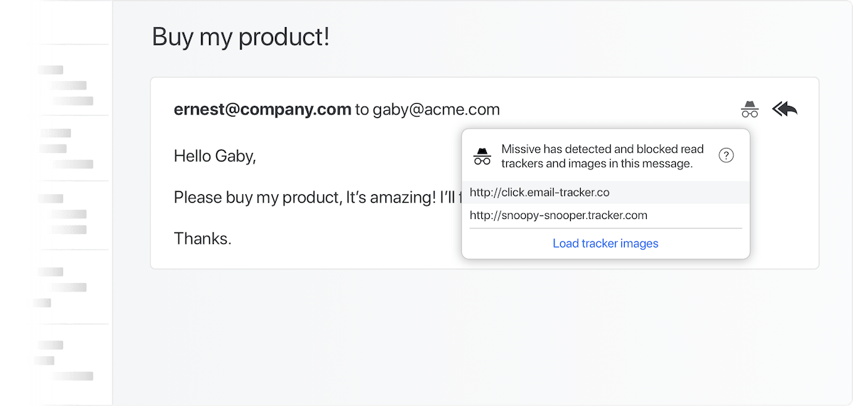 Screenshot of Missive's auto read track blocker