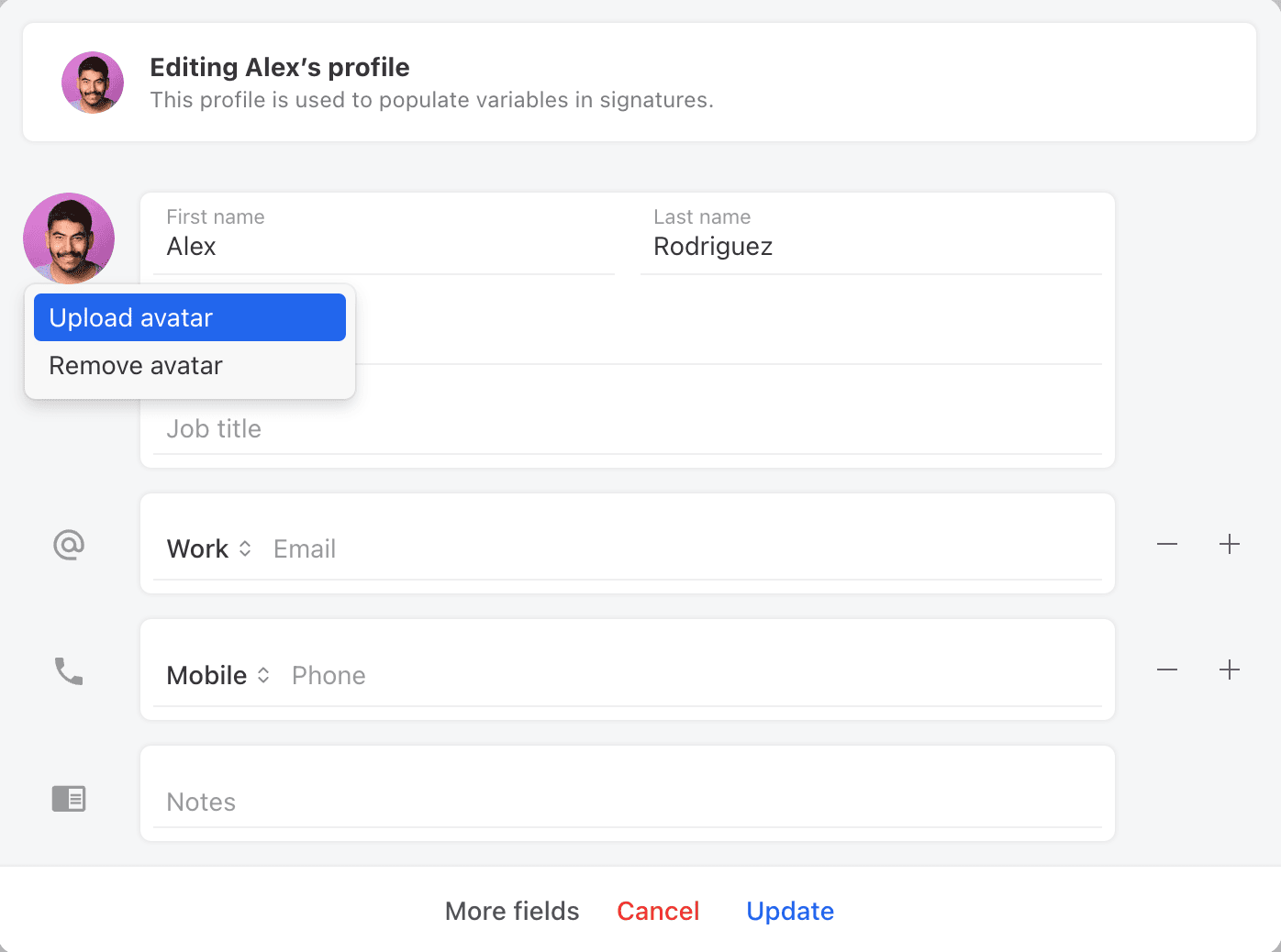 Image showing how to change the avatar of a teammate