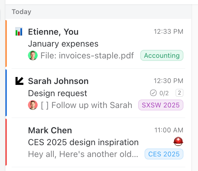 Colored border or flag on a conversation