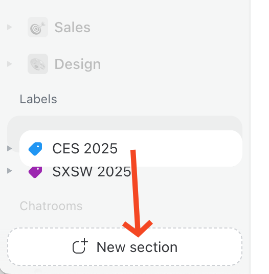 Screenshot showing how to create custom sections in the sidebar by dragging labels