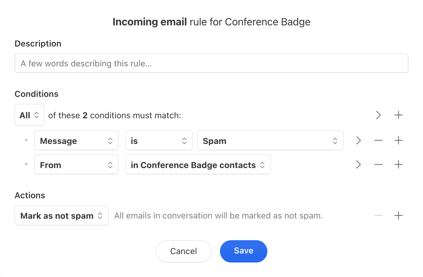 Rule to remove emails mark as not spam from the spam folder Rule to remove emails mark as not spam from the spam folder