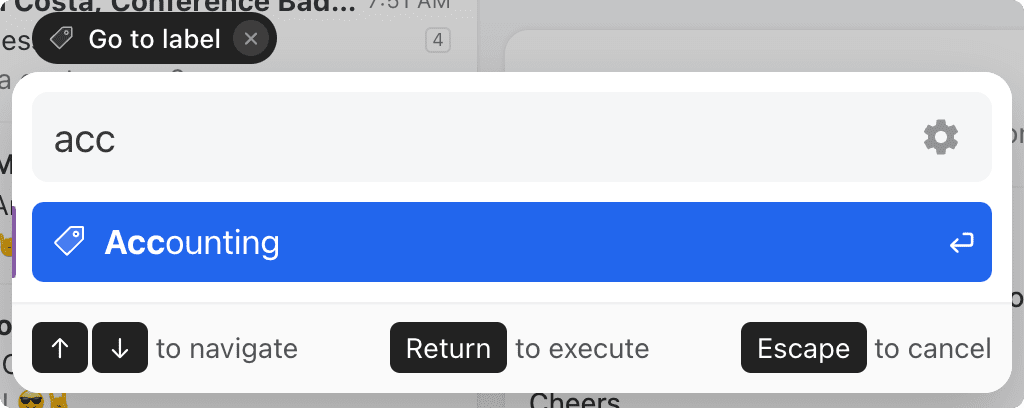 Navigate to a label with the command bar Navigate to a label with the command bar