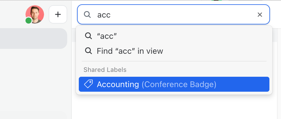 Navigate to a label with the search box Navigate to a label with the search box