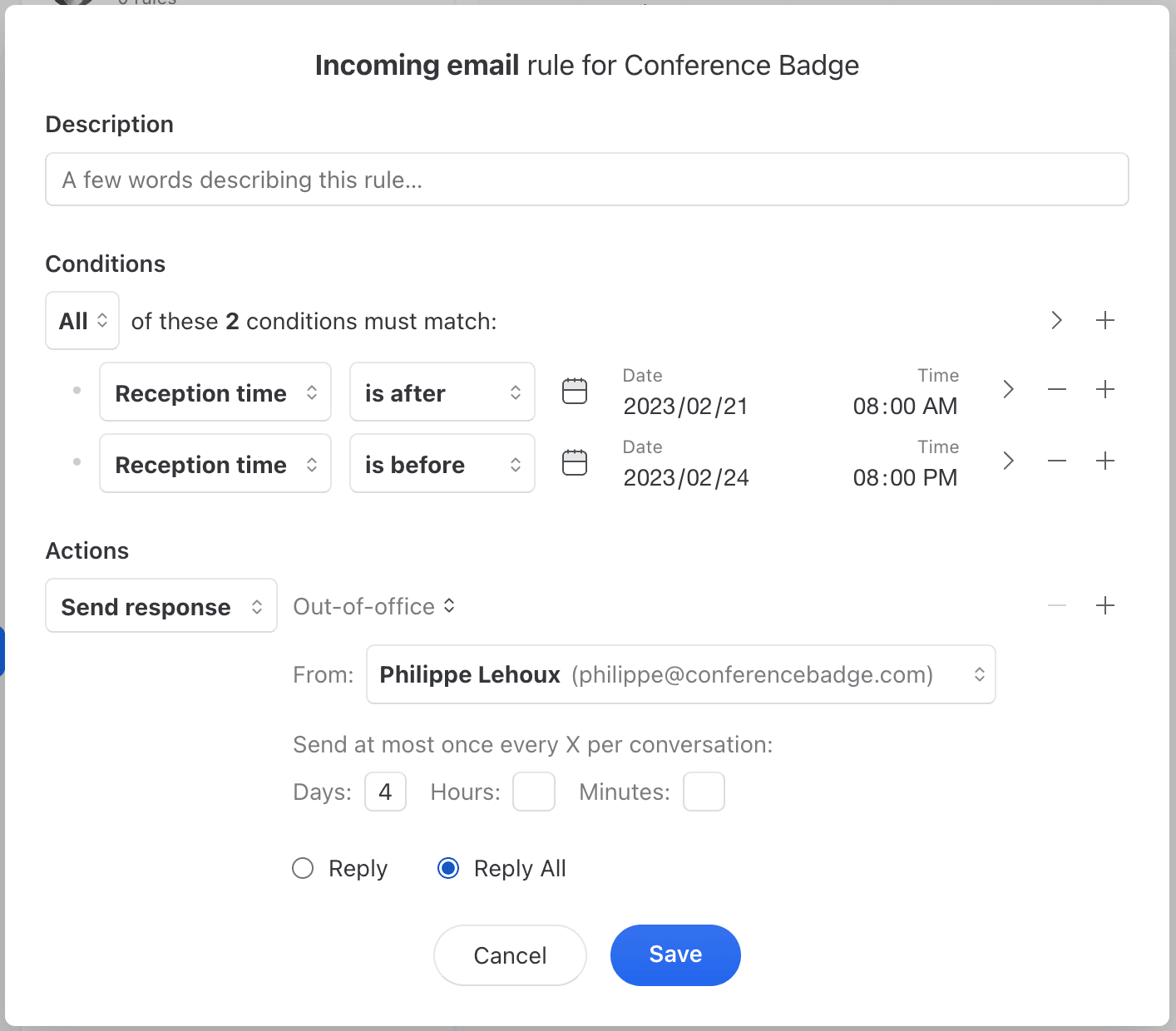 Out-of-office auto-response on a specific date