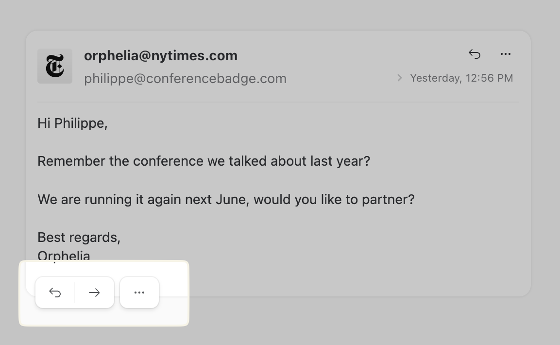 Quick message actions Quick message actions