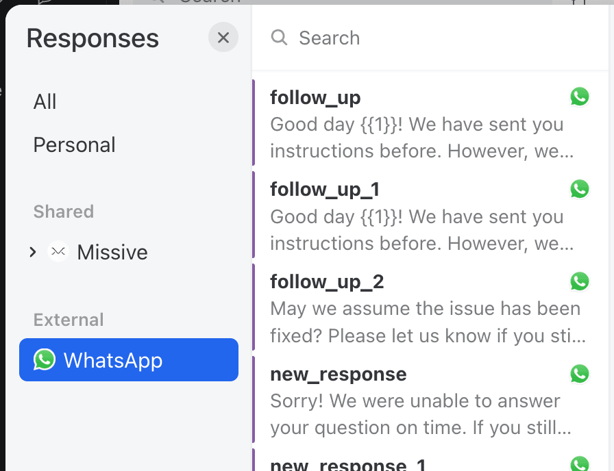 Using WhatsApp templates in Missive