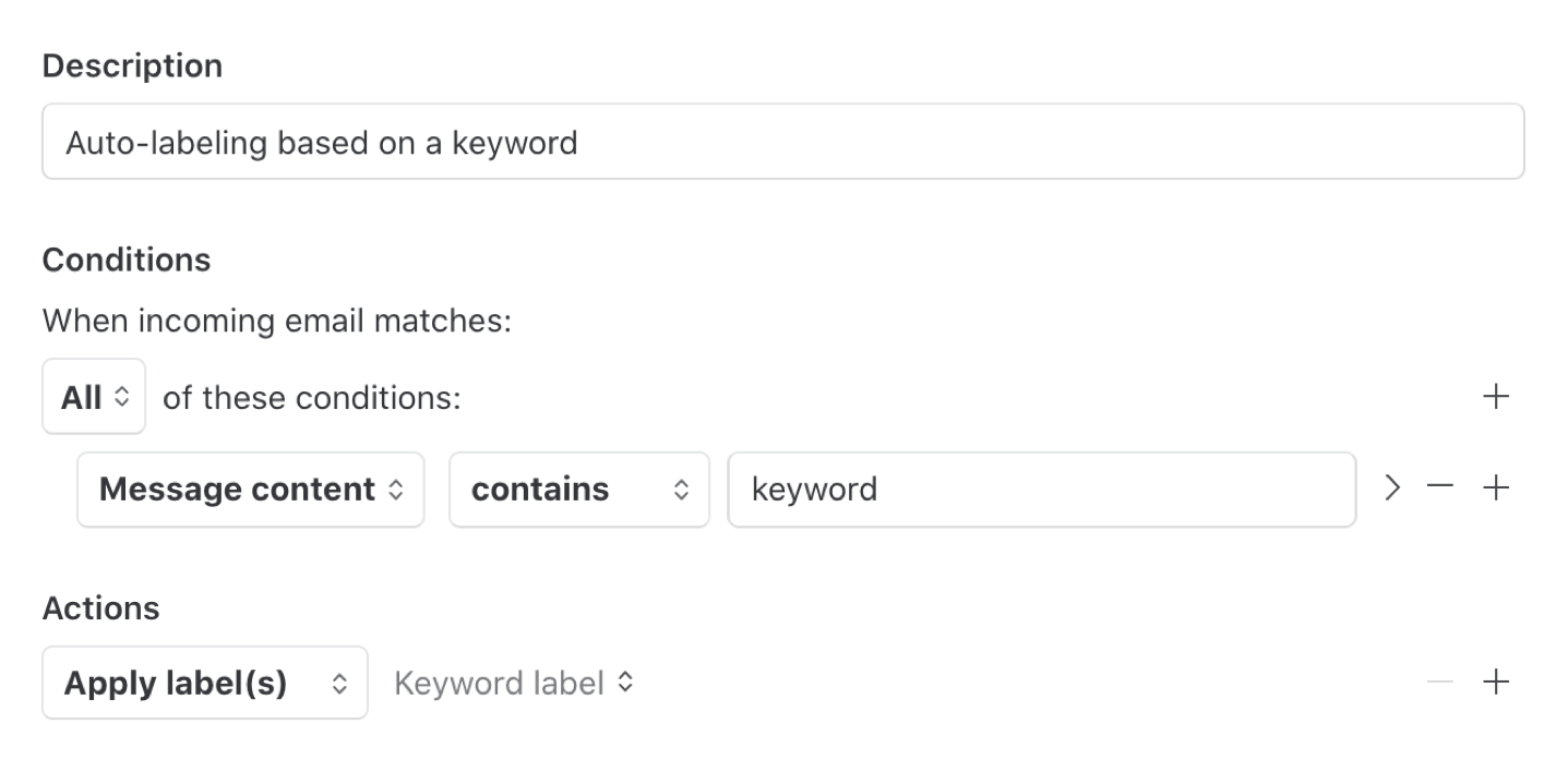 Auto-labeling based on a keyword