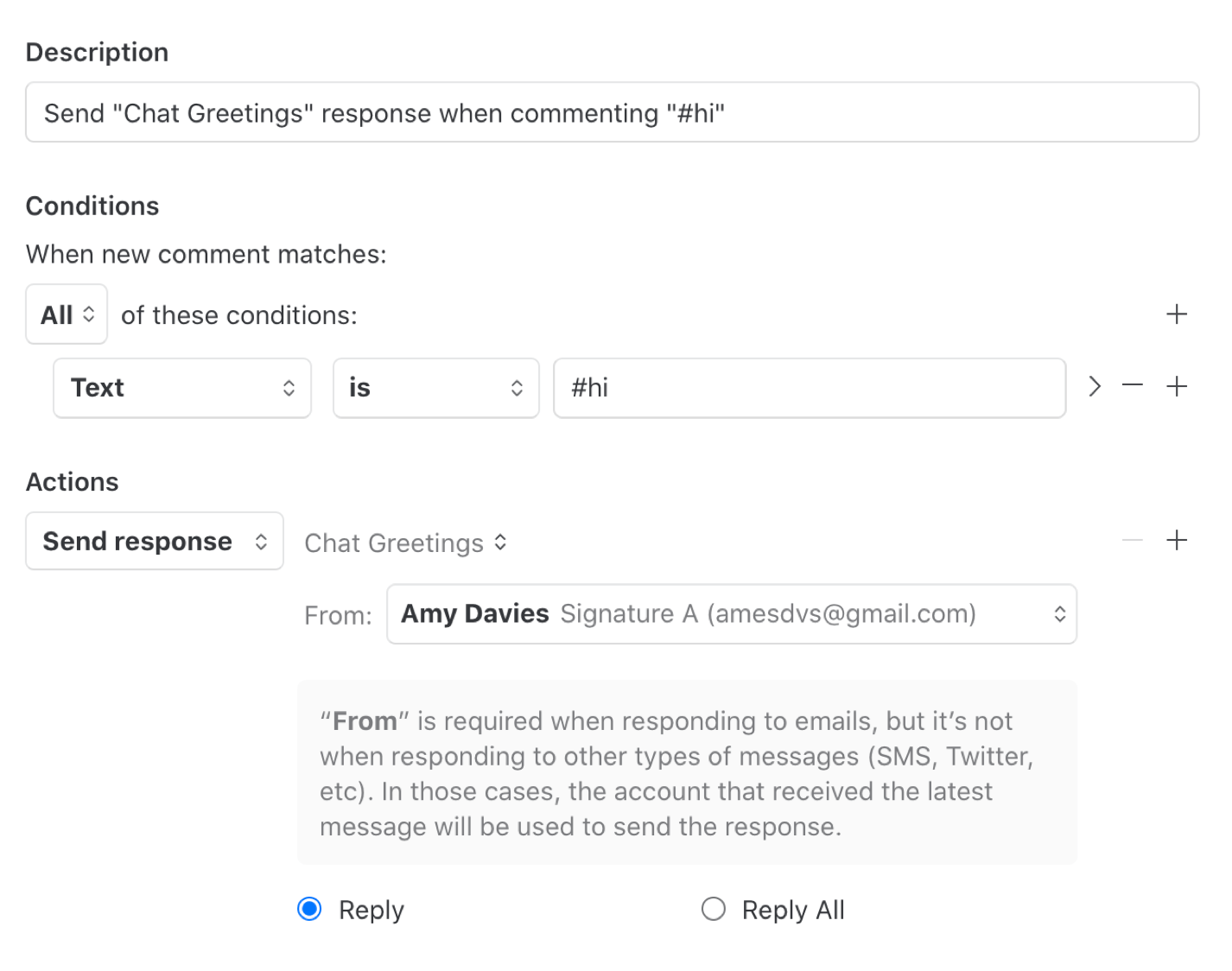 Send response upon command