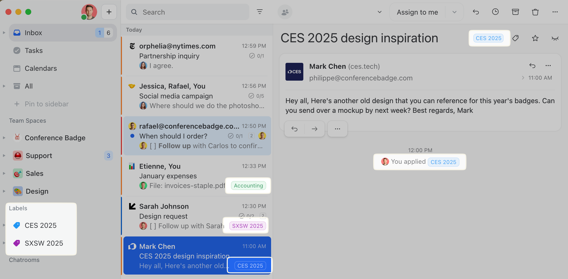 Labels are Missive's way to organizing information