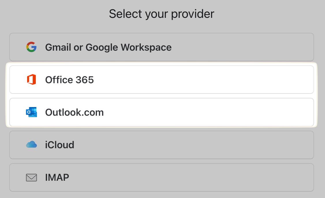 Import provider menu