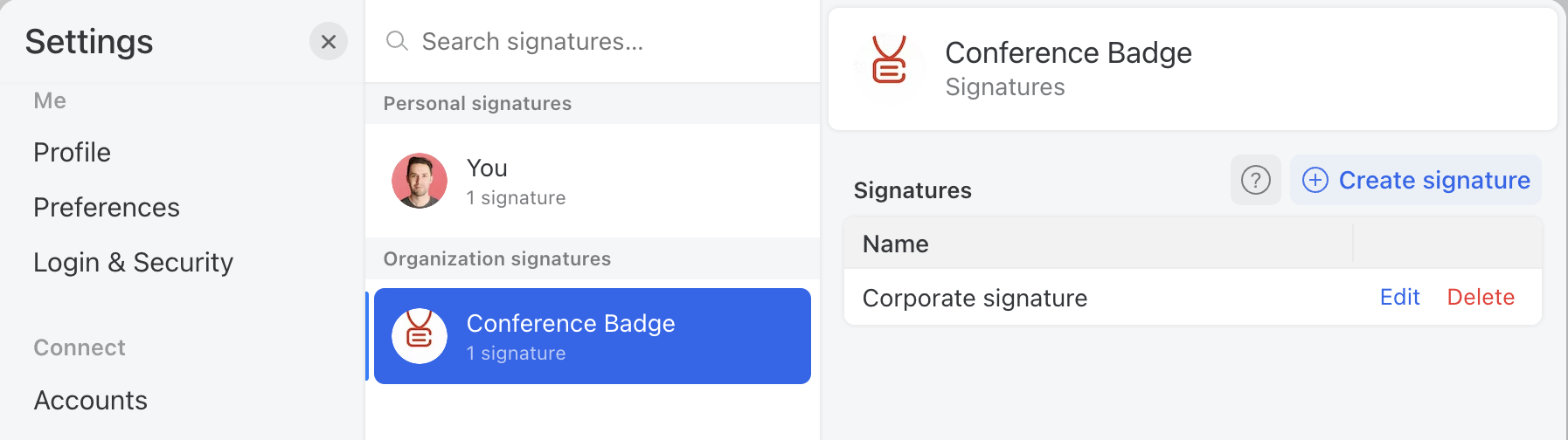 Edit the signature